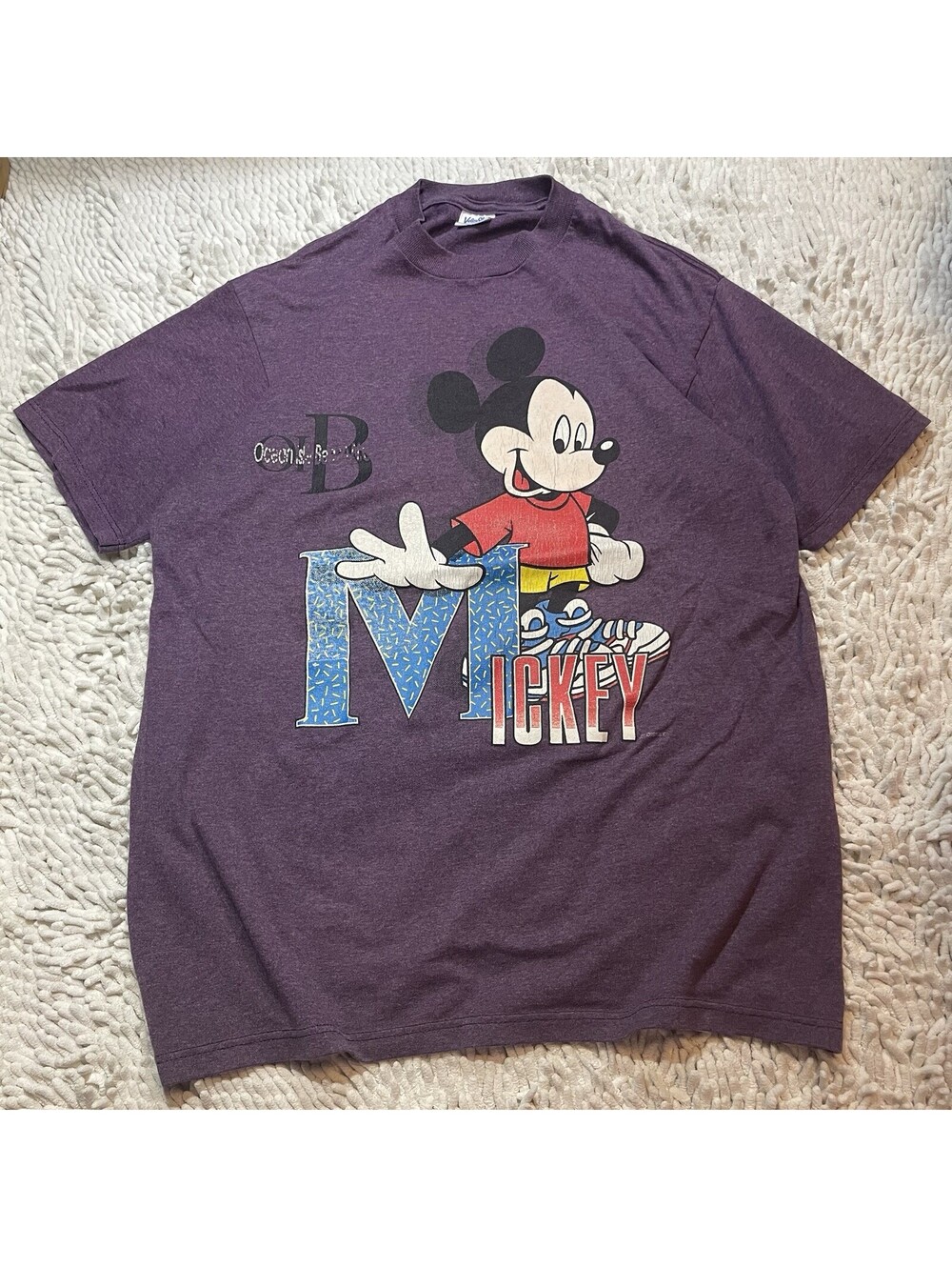 Vintage 80s 90s Disney Mickey Mouse T Shirt Large Purple Velva Sheen Graphic